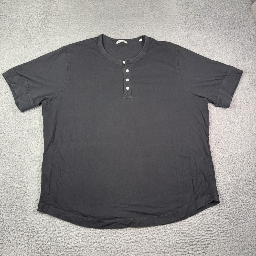 Buck Mason Short Sleeve Henley Shirt Mens 2XL Black Button Front Cotton